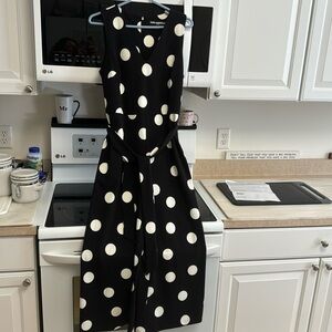 Wide leg, zipper back tie front tank top jumpsuit